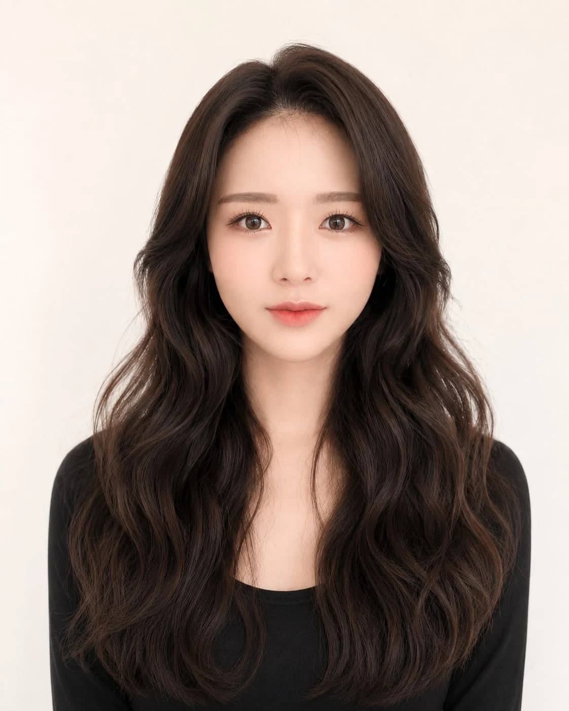 BEGINNING Profile 03/63 — Voluminous long waves and subtle peach makeup create a soft, feminine look.