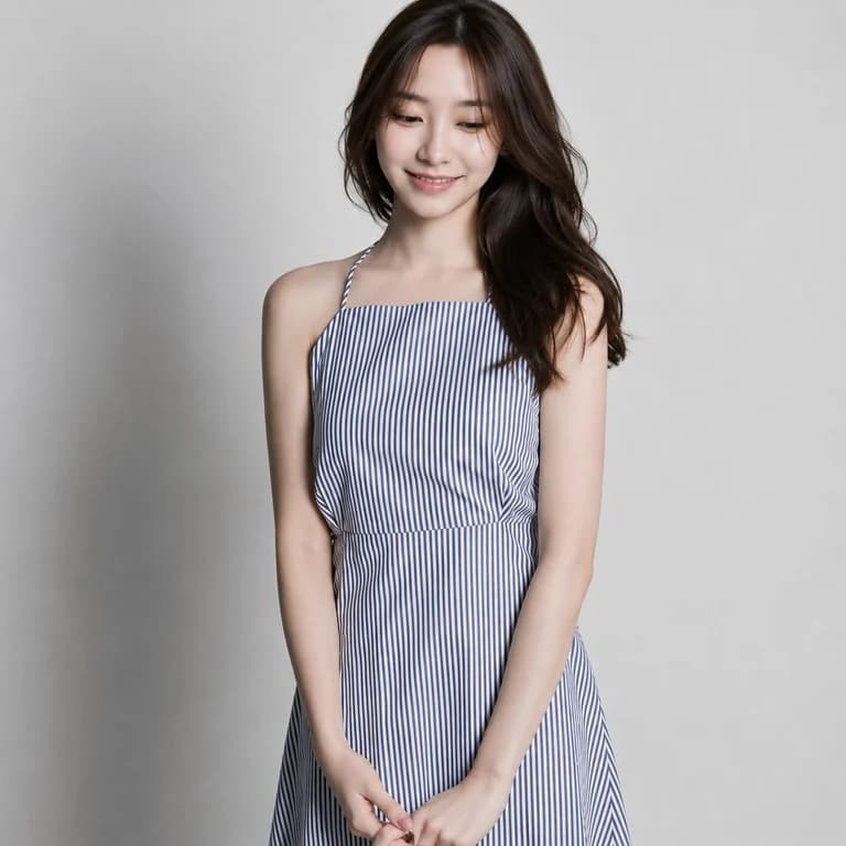 비기닝 프로필 30/63 — 사이드 롱 웨이브 · 내추럴 피치 메이크업으로 편안하고 부드러운 전신 프로필을 완성했습니다.