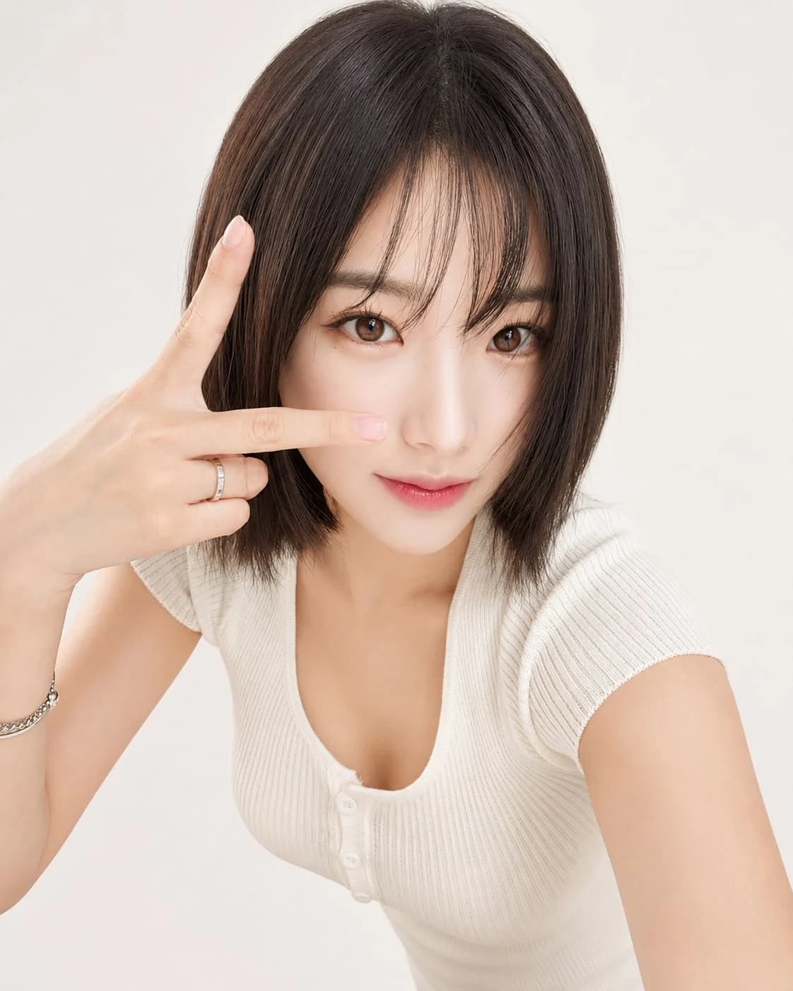 BEGINNING short hair 01/12 — See-through bangs and a short bob · Wispy bangs and a jaw-length bob create a playful, sophisticated look.