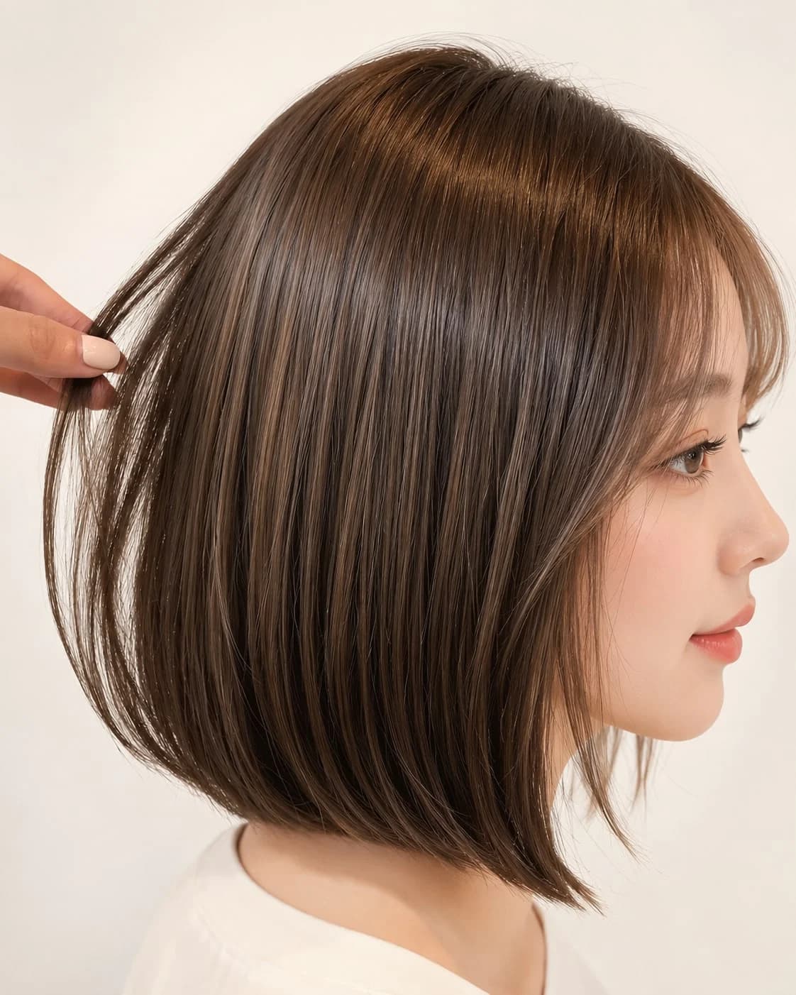 BEGINNING Short Hair 02/12 — Clean one-length bob · A neat bob defined by sleek shine and precisely finished ends.